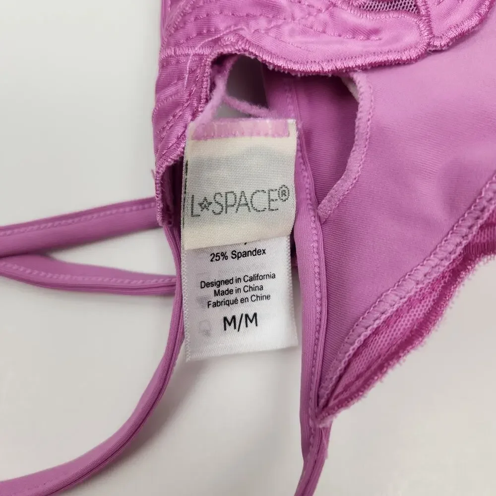 L*Space Jean Bikini Top in Rosebud Pink/Purple Floral Size Medium NWOT - Picture 5 of 5